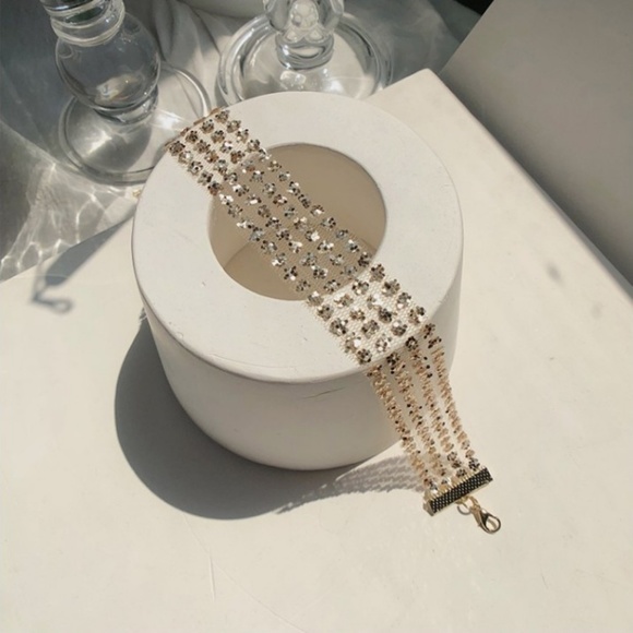 Choker Necklace Gold Glitter Sparkle Mesh Choker Adjustable NWT - Picture 1 of 3